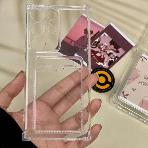 Samsung Galaxy S25 Ultra - Wallet Card Holder Transparent Slot Shock Proof Case