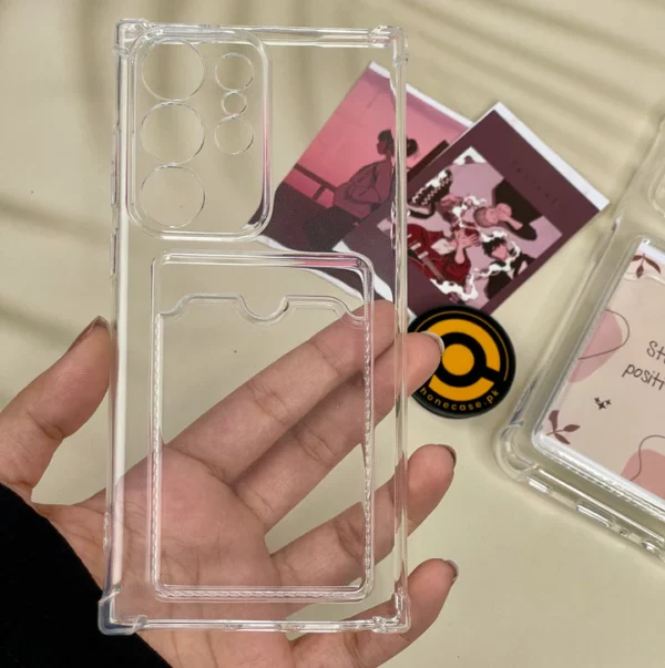 Samsung Galaxy S25 Ultra - Wallet Card Holder Transparent Slot Shock Proof Case