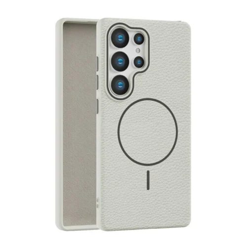 Samsung Galaxy S25 Ultra - Branded Leather Texture MagSafe Compatible Anti-Slip Soft Case